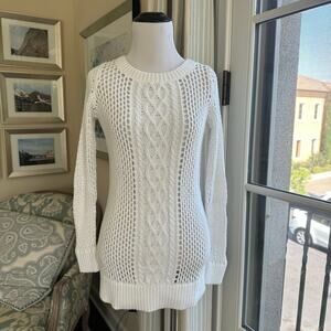 Tommy Bahama 100% Cotton Pullover Open Knit White Casual Sweater SIze US XS